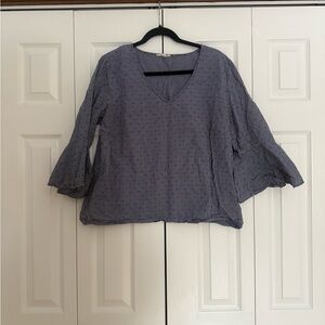 Jane and Delancey Blue Pinstripe V-Neck Blouse